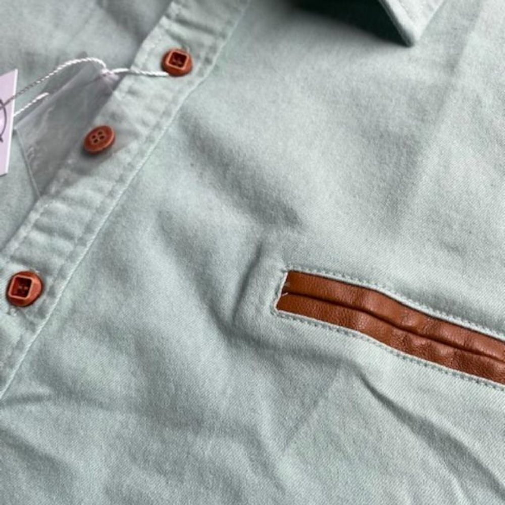 Casual Dress Shirt Button Down Shirts Long-Sleeve Denim Work Shirt, 5XL - Picture 8 of 8